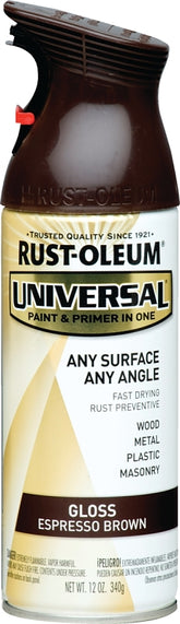 Universal 245215 Enamel Spray Paint, Gloss, Espresso Brown, 12 oz, Can